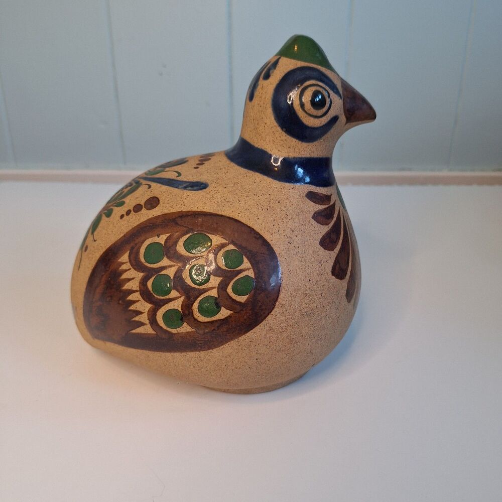 Vintage Tonala Bird 8.5", Mexican Folk Art Pottery